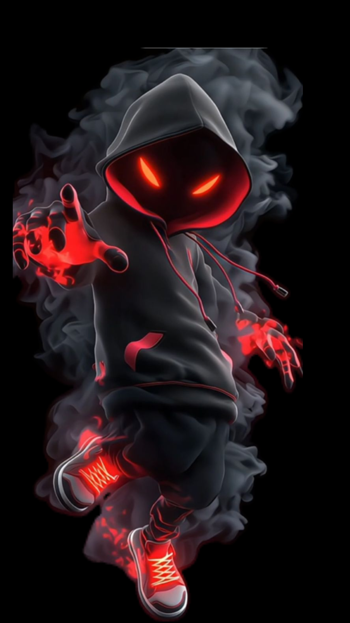 Shadow Phantom Kids Hoodie - Glowing Red Design