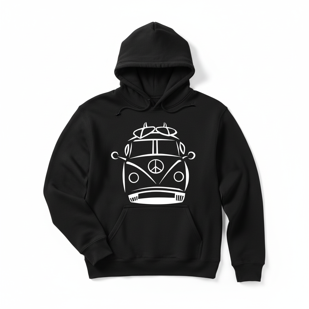 Black hoodie with vintage van design