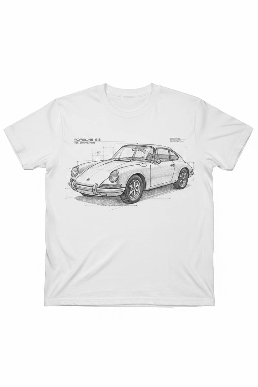 Porsche 912 Sketch White T-Shirt