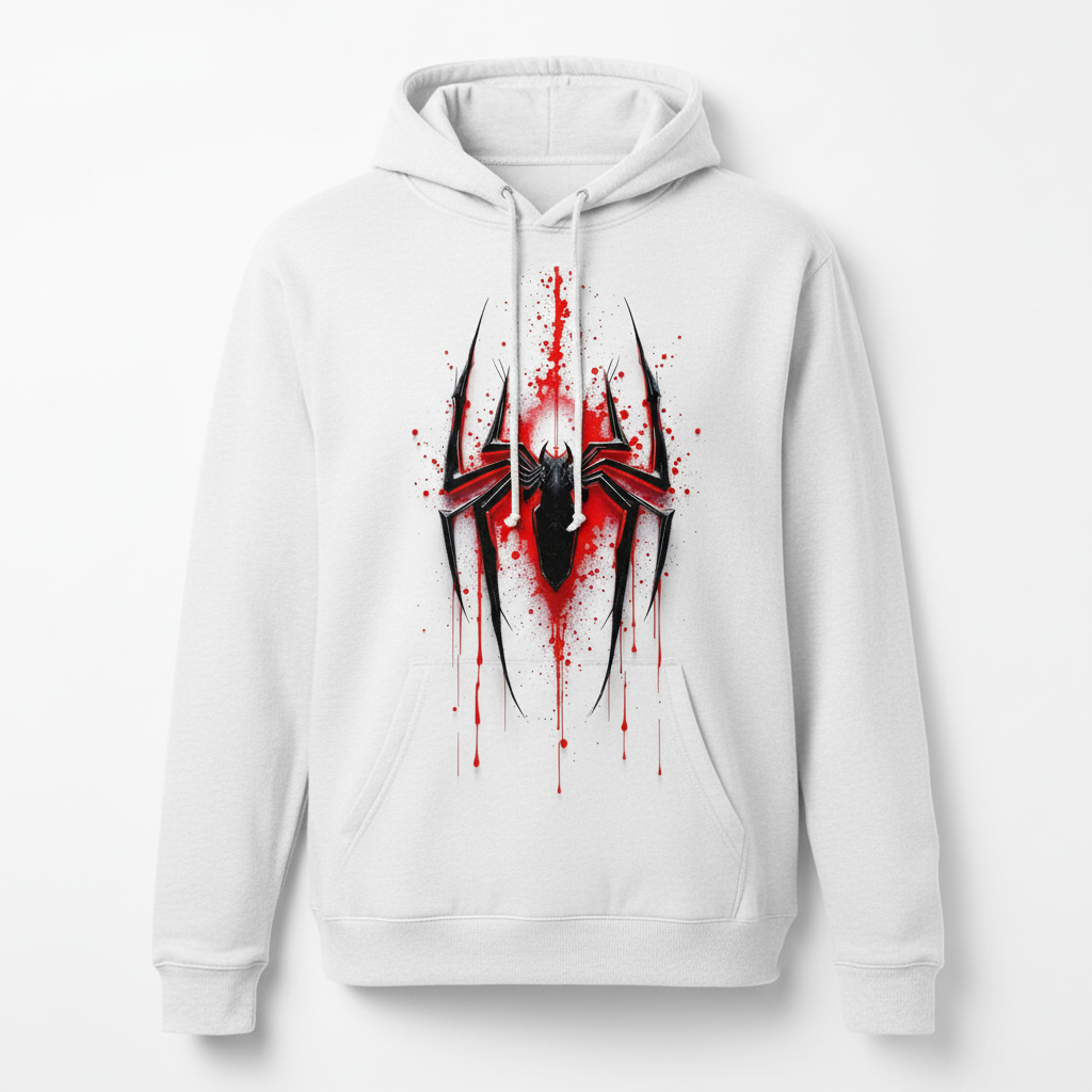 Spider hero hoodie with red and black design
