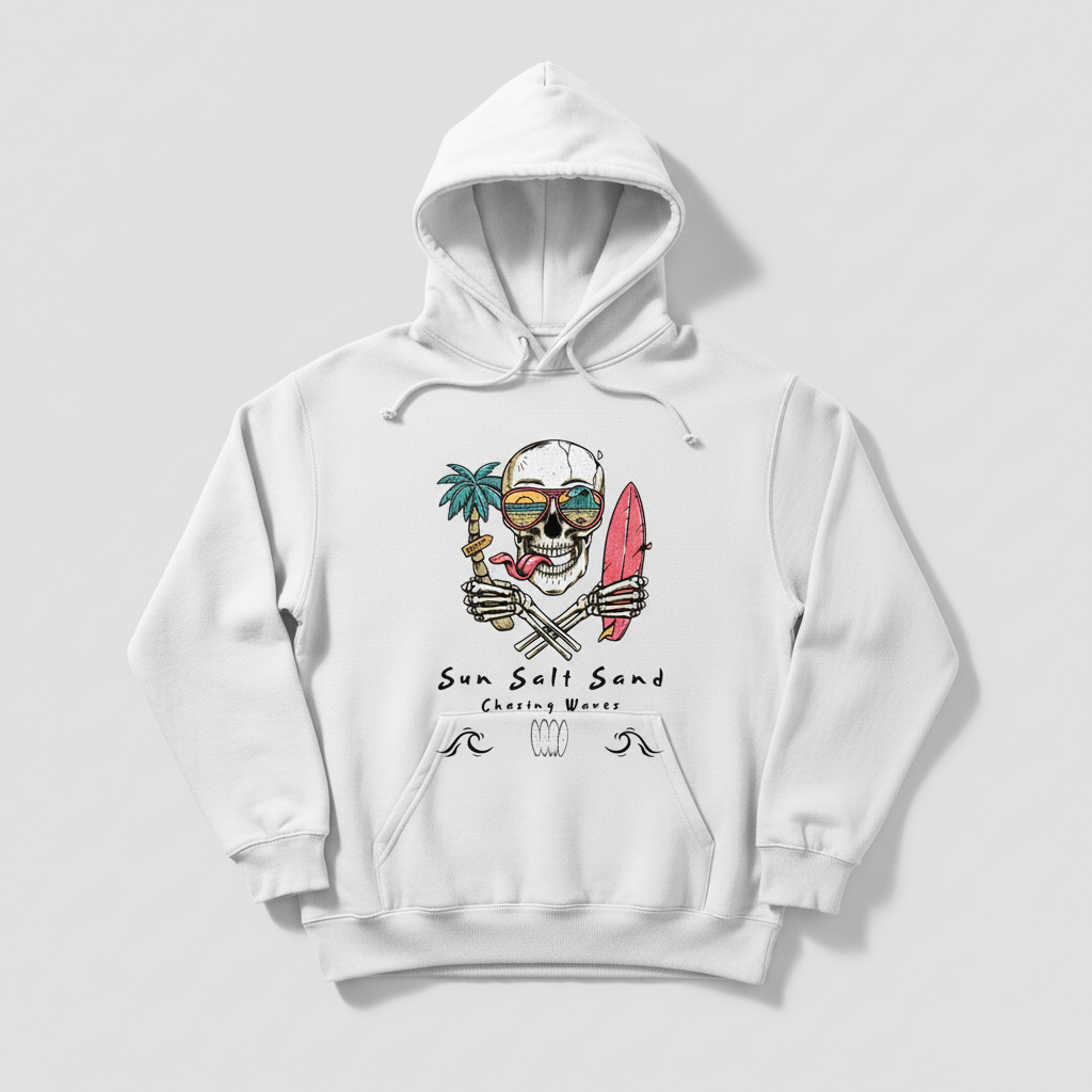 White hoodie with endless summer design