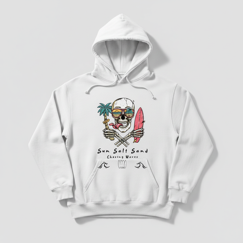 White hoodie with endless summer design