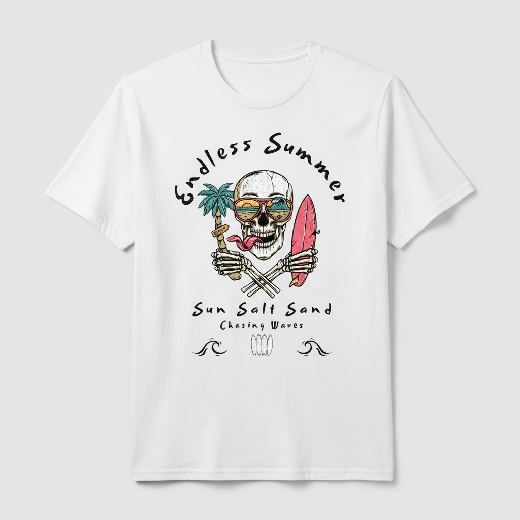 White t-shirt with endless summer design