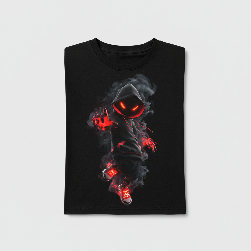 Kids t-shirt with mysterious hooded character