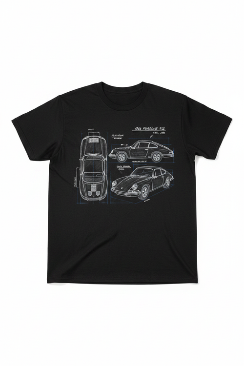 Porsche 912 Sketch Black T-Shirt