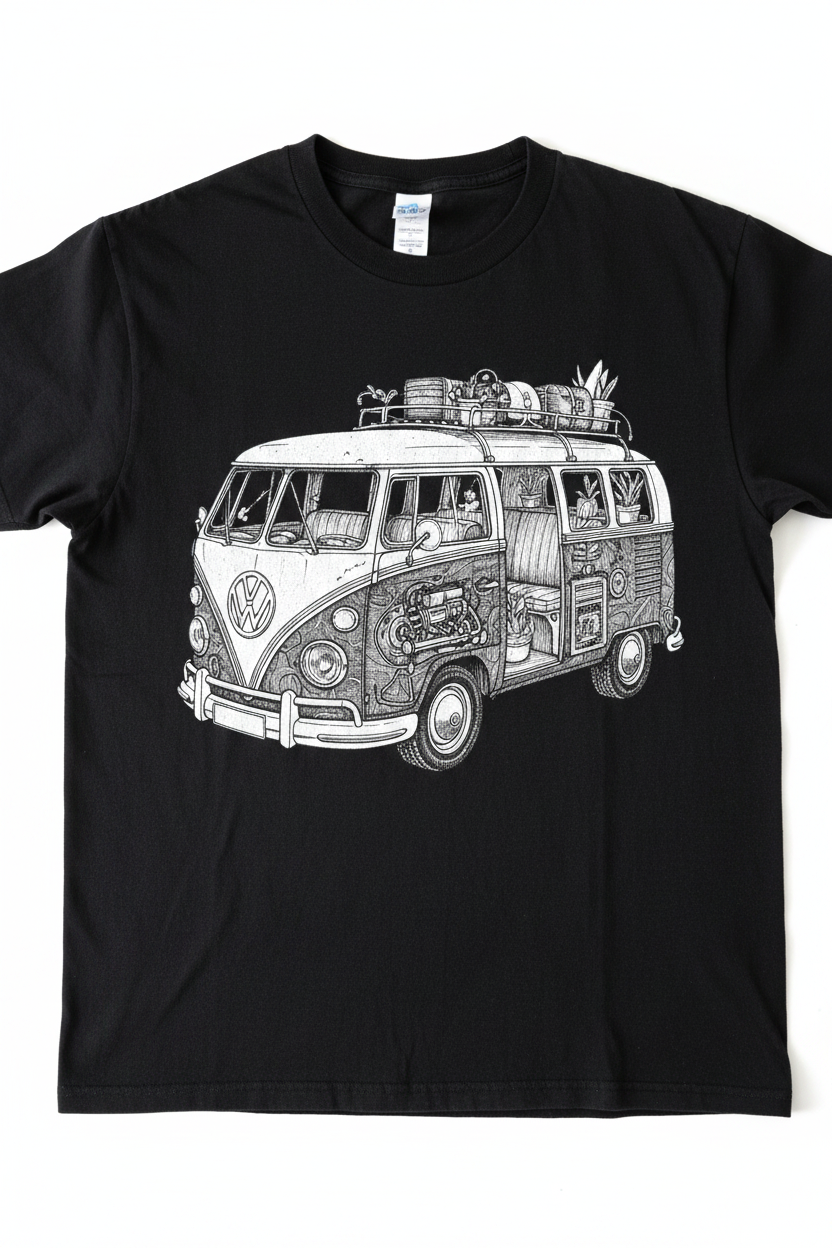 VW Bus Ink Black T-Shirt