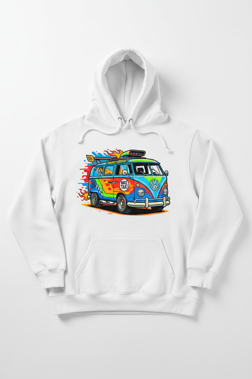 VW Race Taxi White Hoodie