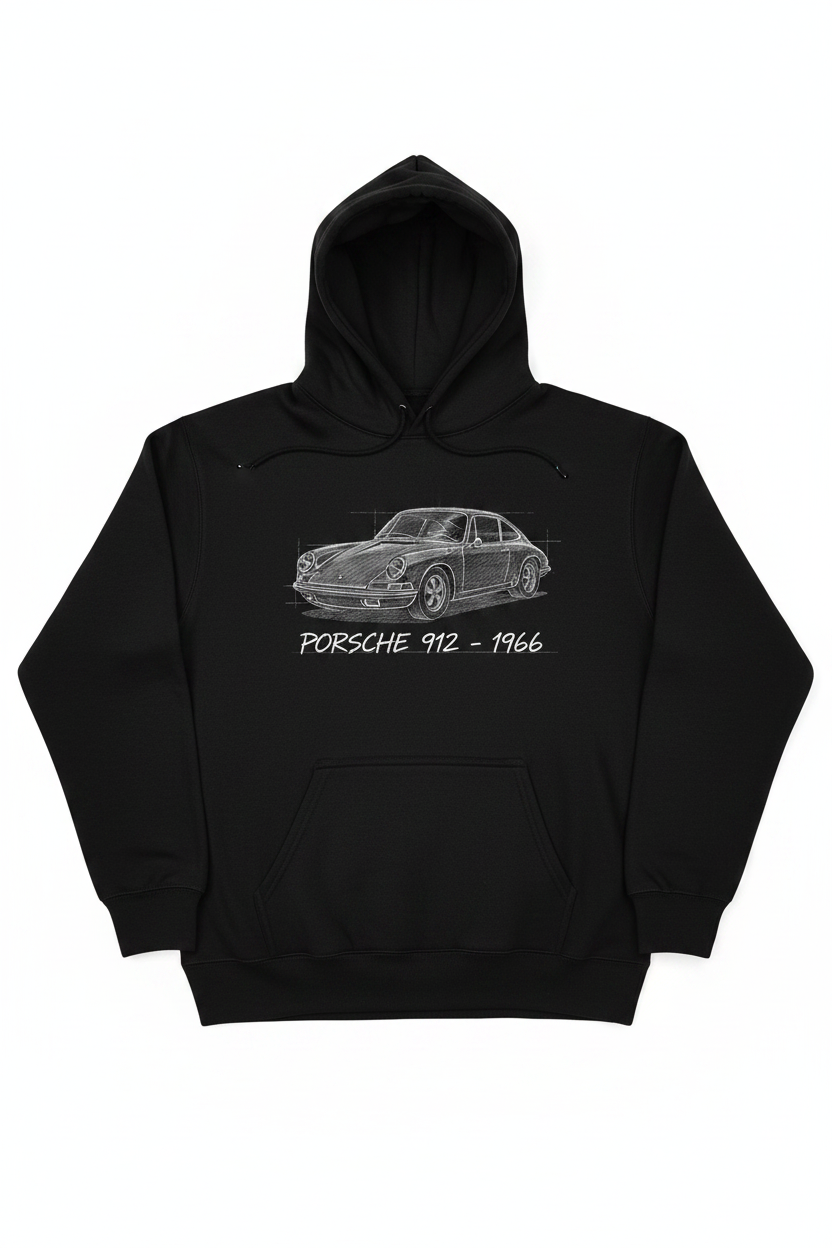 Porsche 912 Sketch Black Hoodie