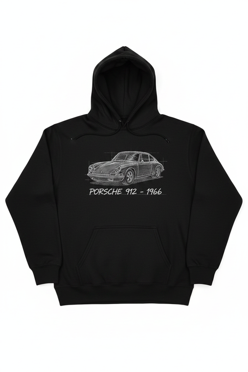 Porsche 912 Sketch Black Hoodie