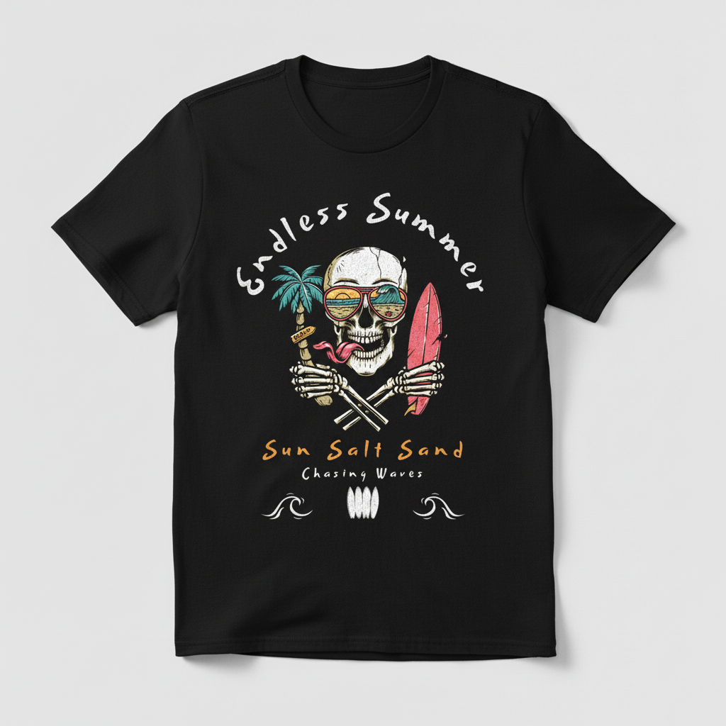 Black t-shirt with endless summer design