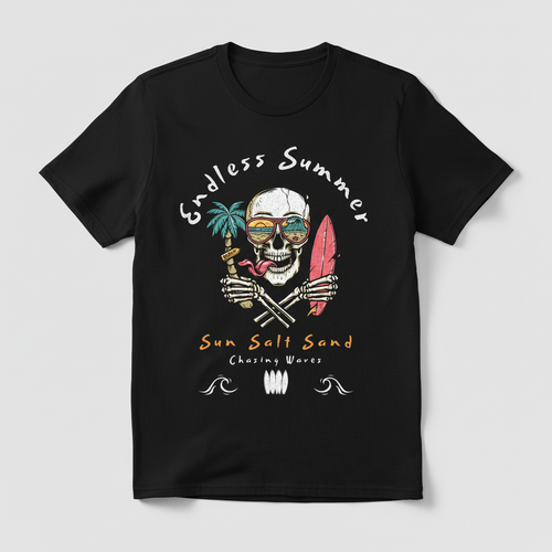 Black t-shirt with endless summer design