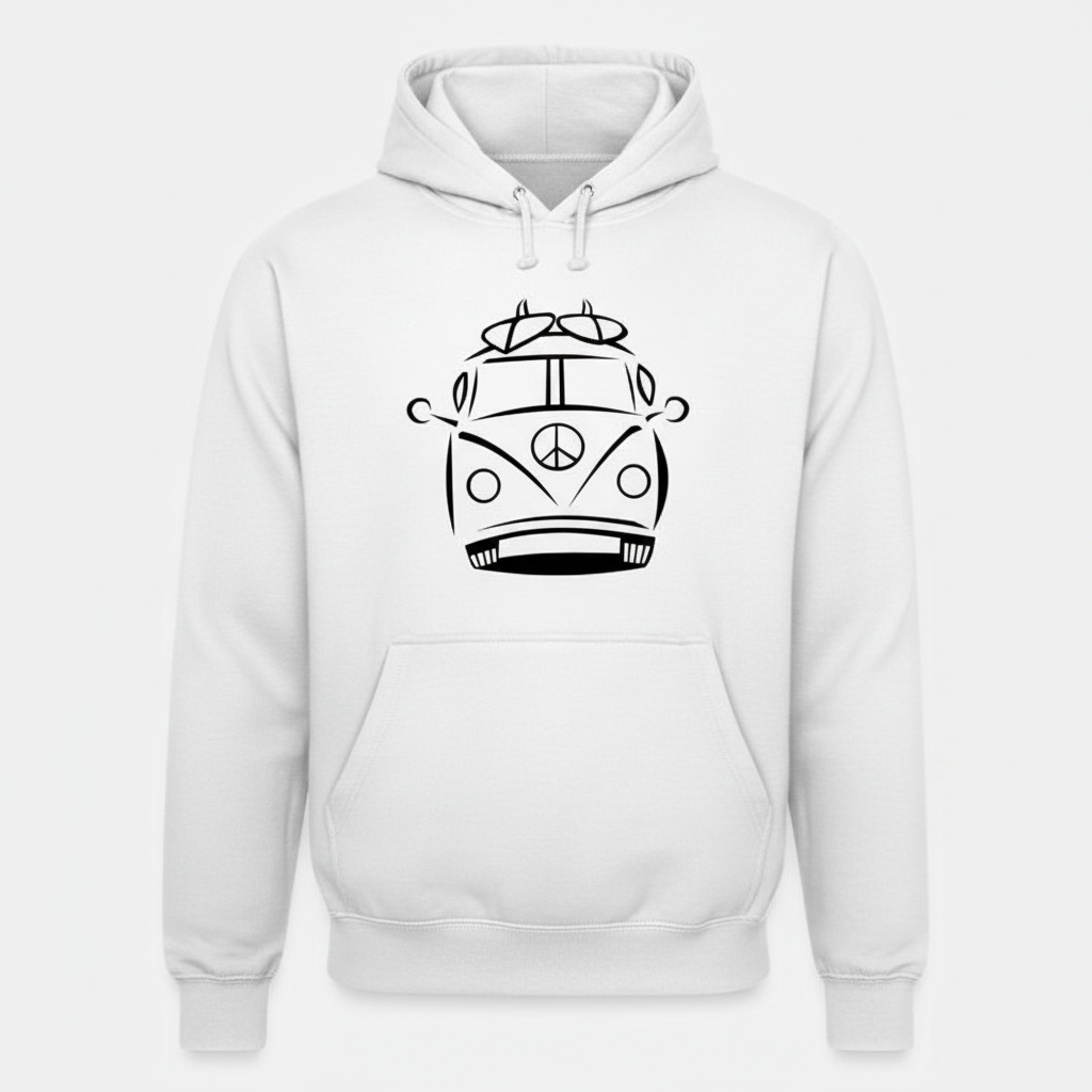 White hoodie with vintage van design