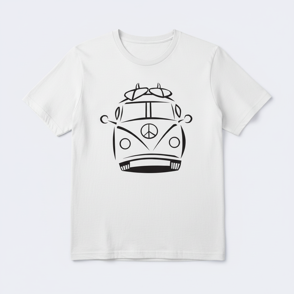White t-shirt with vintage van design
