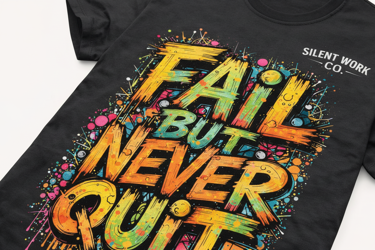 Close-up detail of colorful graffiti text design
