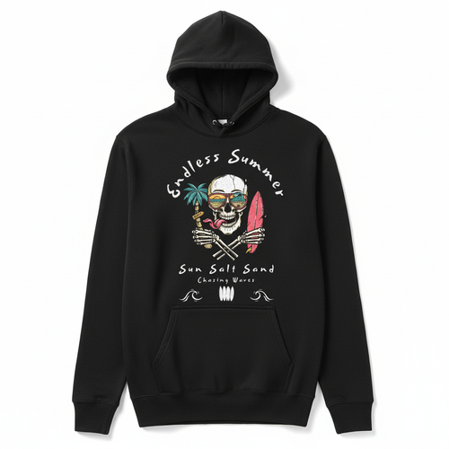 Black hoodie with endless summer design