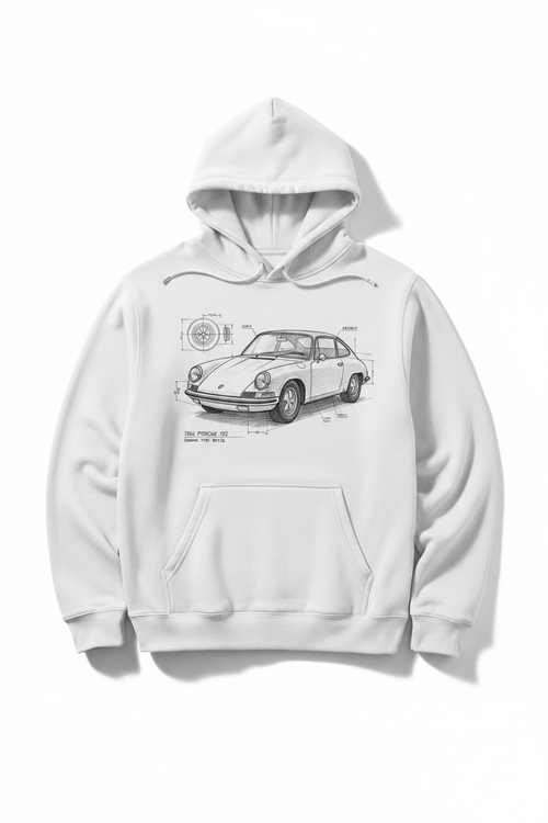 Porsche 912 Sketch White Hoodie