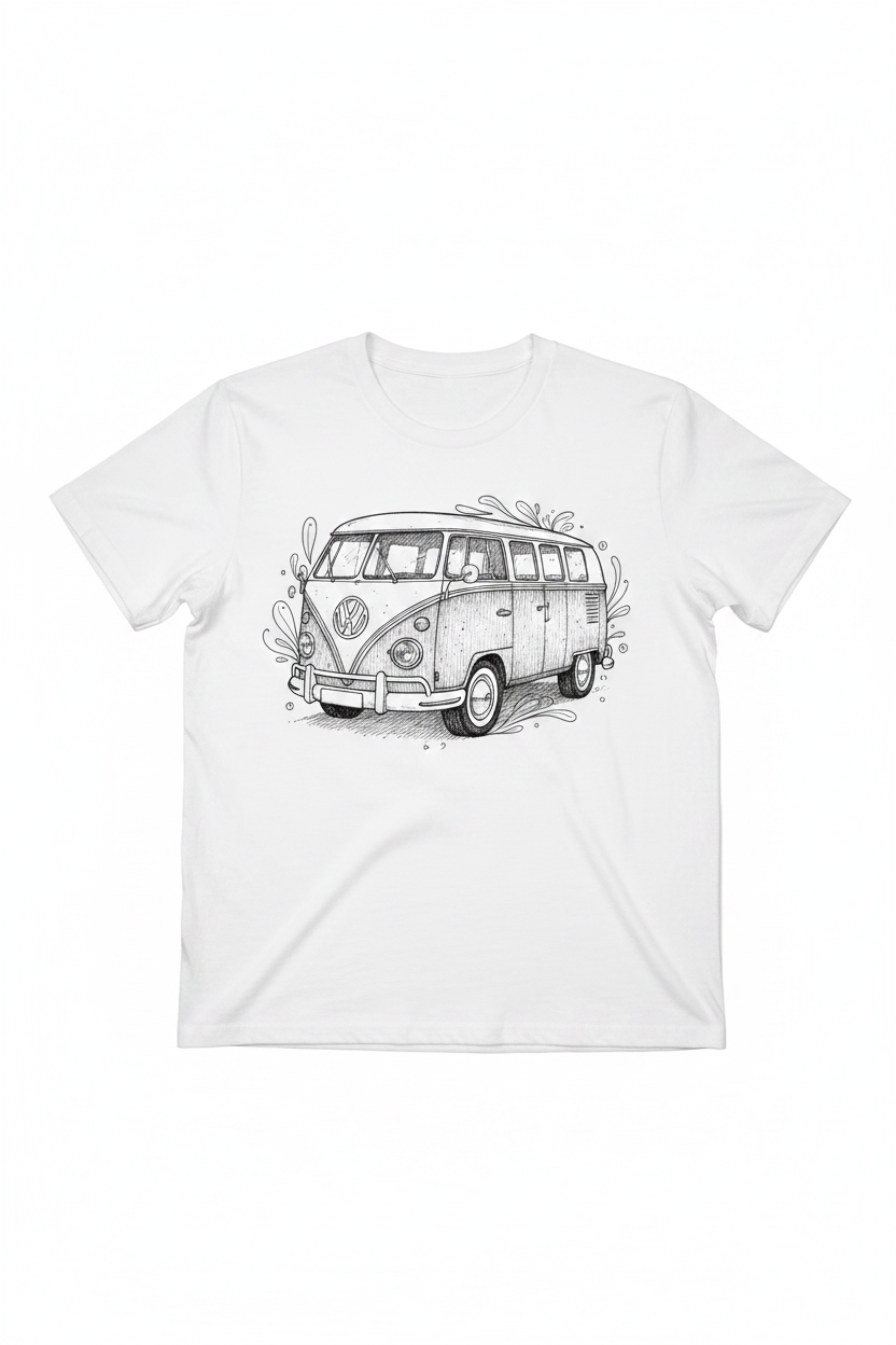 VW Bus Ink White T-Shirt