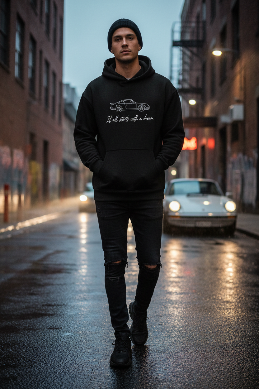 Porsche Dream Hoodie - Black Lifestyle