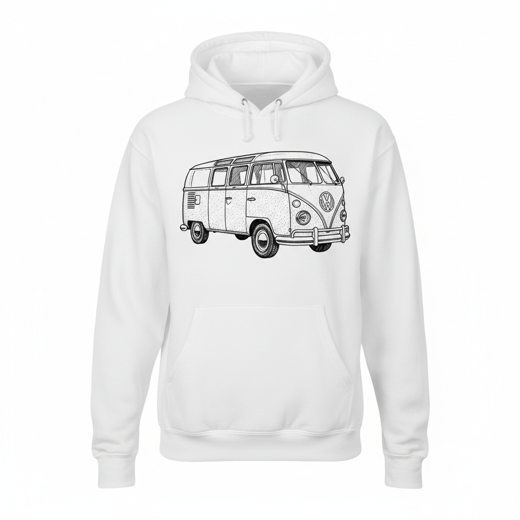 VW Bus Ink Hoodie - White